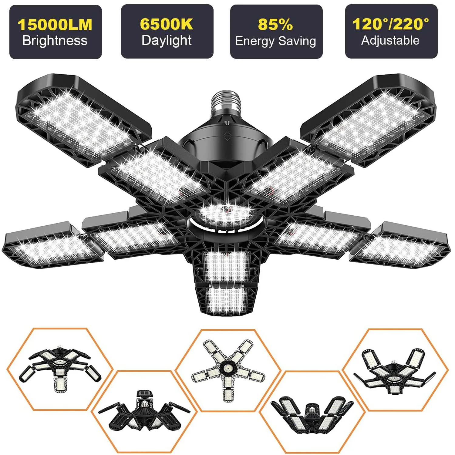 150W LED Garage Light – 7/10+1 Adjustable Panel Ceiling Lamp for Workshop