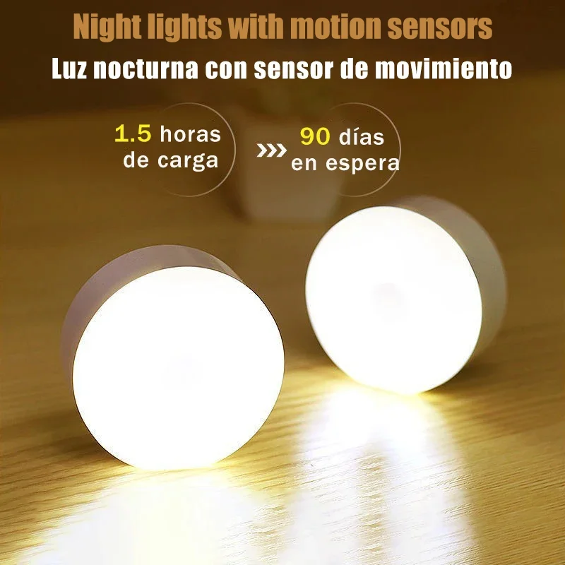 USB Rechargeable LED Night Light – Motion Sensor Magnetic Lamp for Closet & Bed - Image 2