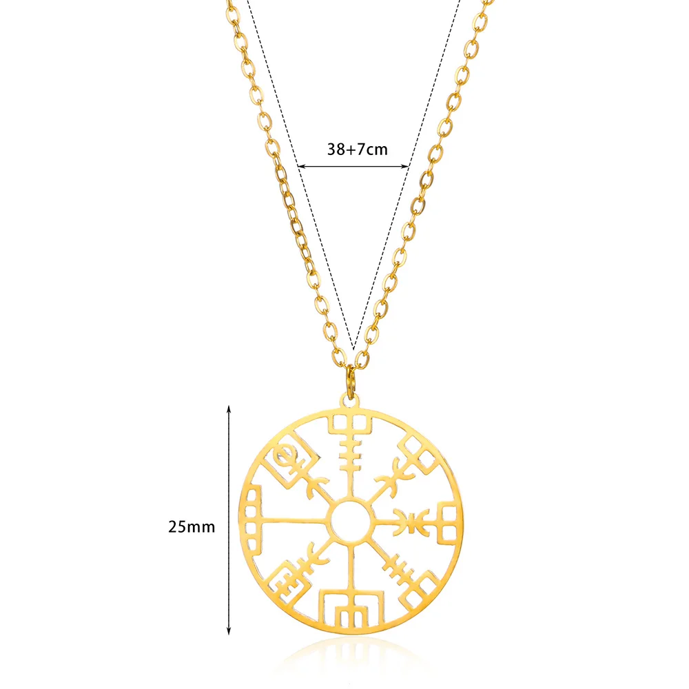 Men's Stainless Steel Viking Rune Compass Vegvisir Necklace Norse Protection Talisman - Image 8