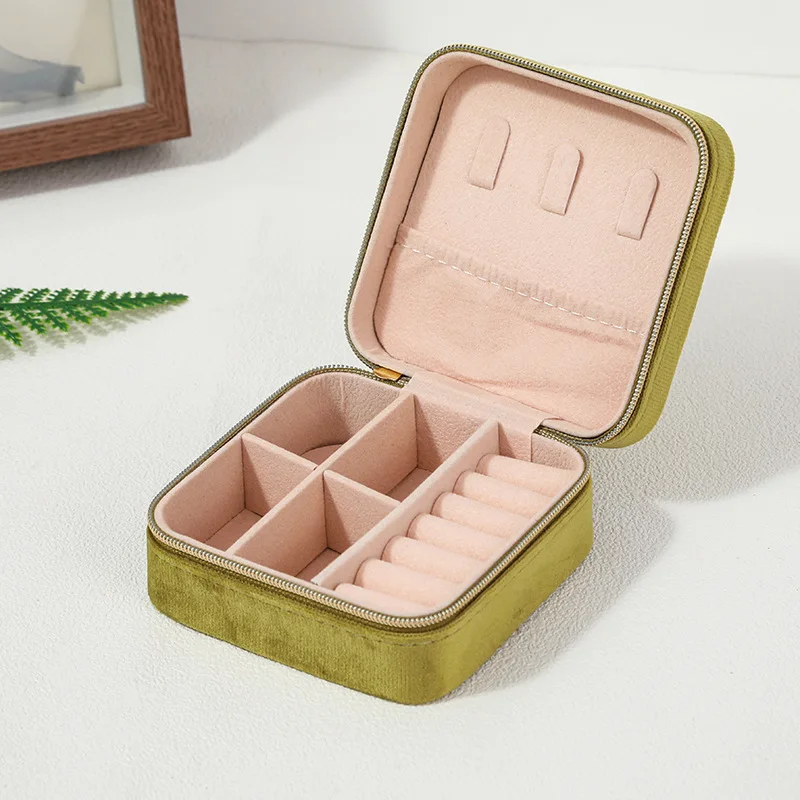Velvet Jewelry Box Women Necklace Ring Earrings Organizer Travel Portable Zipper Storage Case - Image 10