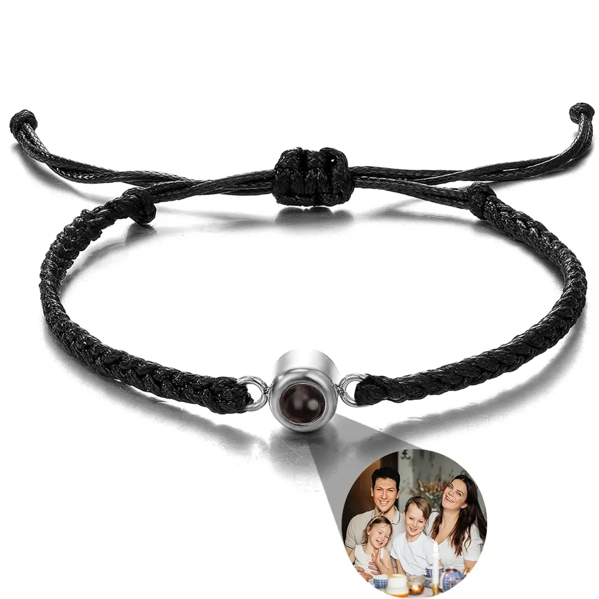 Personalized Photo Projection Bracelet – Adjustable Braided Rope Memorial Jewelry - Image 10