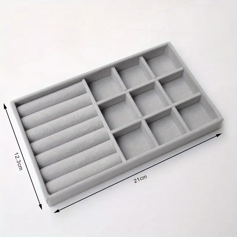 Velvet Jewelry Display Tray Portable Ring Earrings Necklace Organizer Storage Box - Image 2