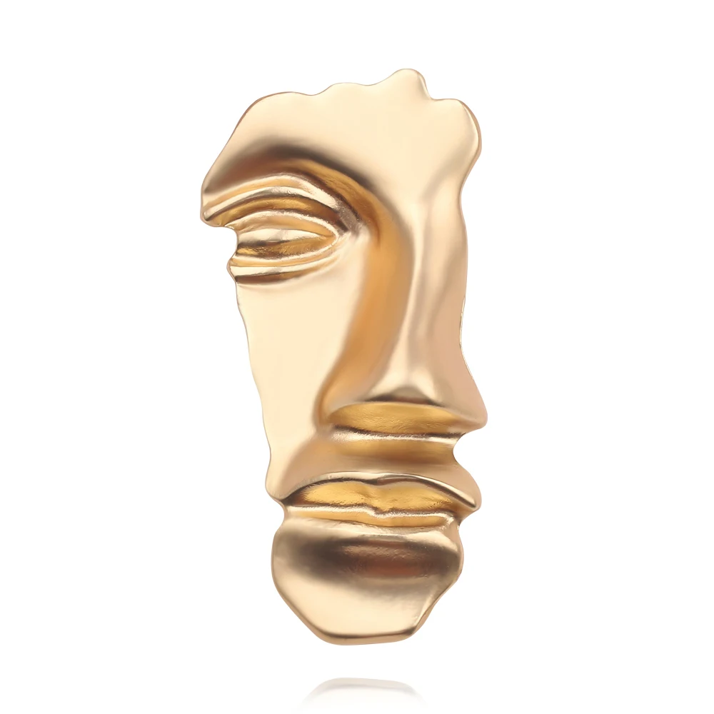 Fashion Jewellery Personality Face Mask Brooch Retro Vintage Look Gold Plated Royal Design Pin - Image 7