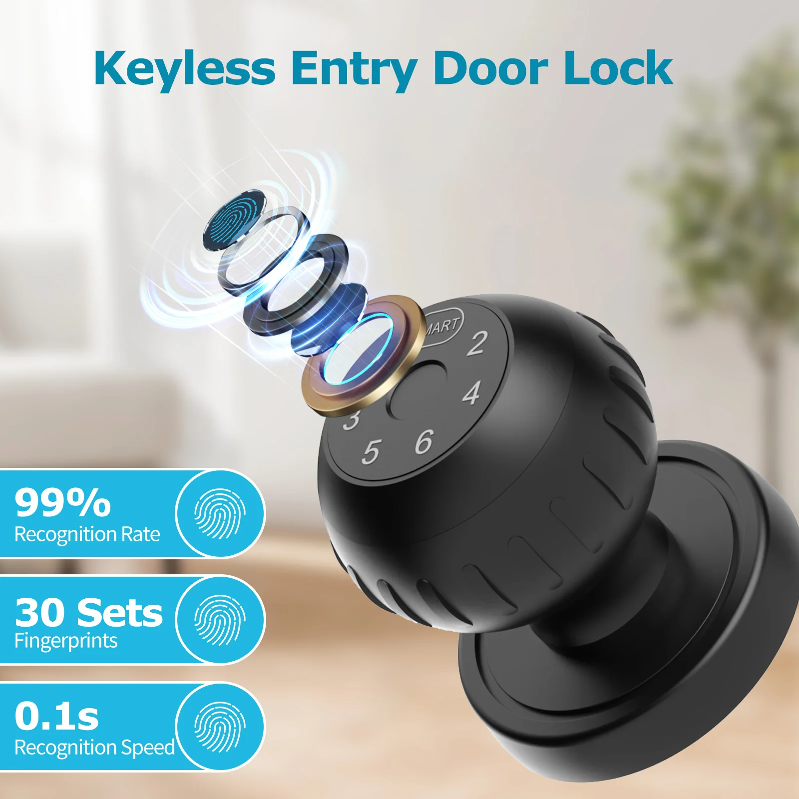 App-Controlled Fingerprint & Touchscreen Keypad Smart Door Lock — Keyless Entry - Image 2