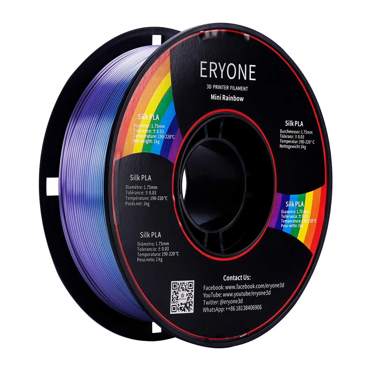 ERYONE Rainbow PLA 1.75mm 3D Printer Filament 1KG