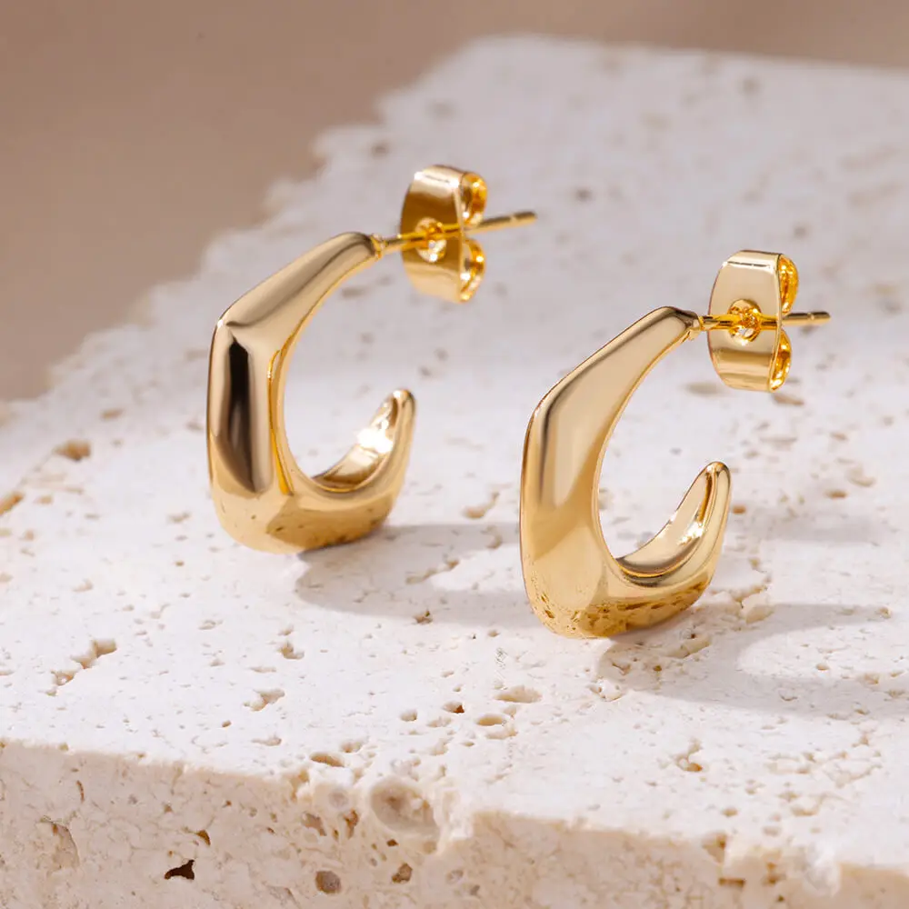Stainless Steel Gold Hoop & Stud Earrings Set – Women's Aesthetic Jewelry - Image 13