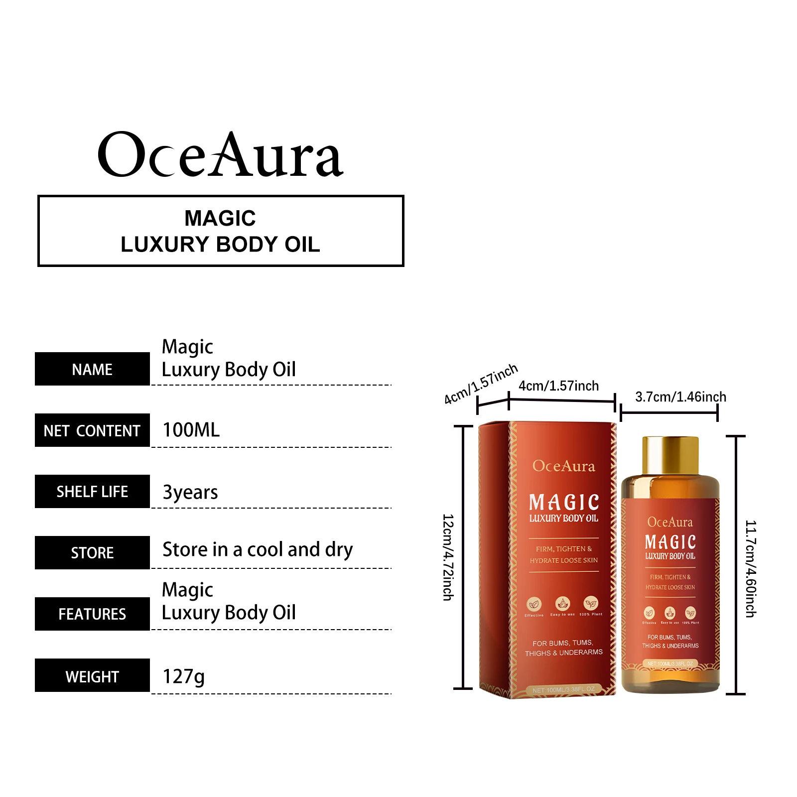 Oceaura 3.38oz Magic Luxury Body Oil – Deep Moisturizing & Nourishing for Dry Skin - Image 6