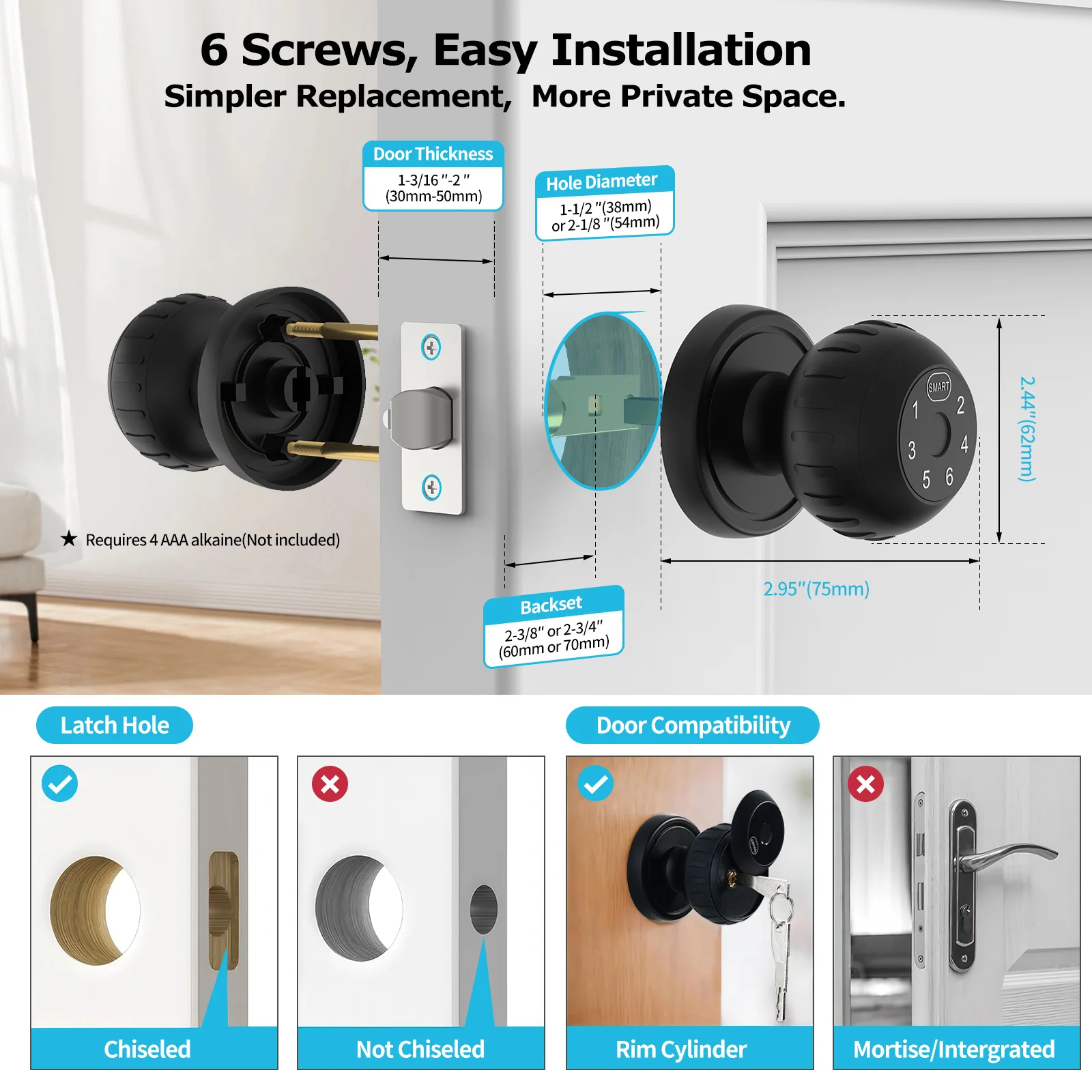 App-Controlled Fingerprint & Touchscreen Keypad Smart Door Lock — Keyless Entry - Image 3