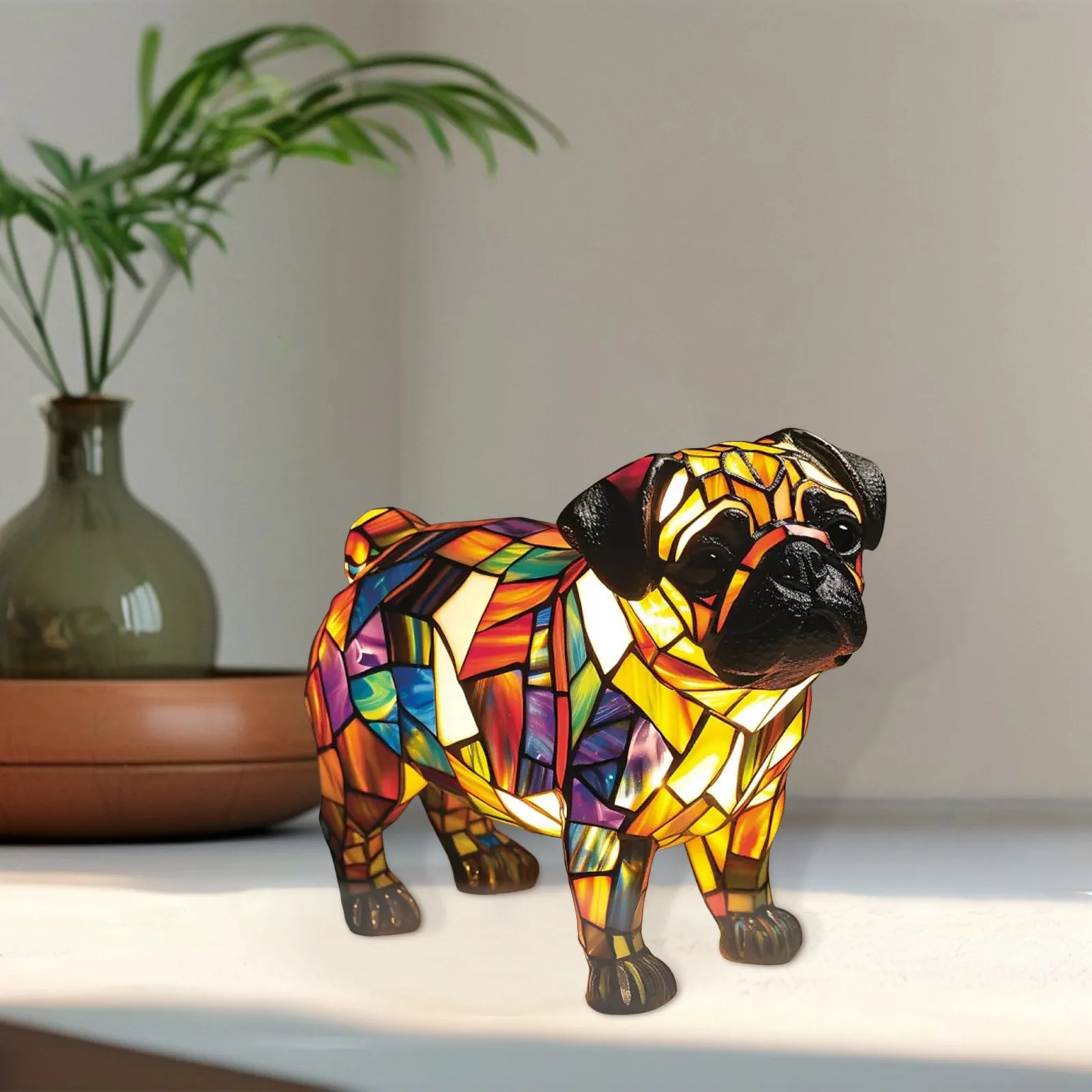 Corgi Lamp And Pug Lamp Dog Series Art Night Light Stained Resin French Tabletop Night Light Cute Pet Dogs Desktop Decorations - Image 4