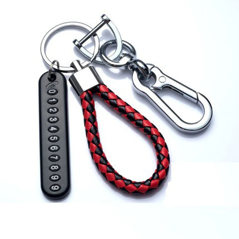 Trendy DIY Mobile Phone Number Plate Pendant Keychain Men Punk Leather Rope Anti-lost Car Keychain Accessories - Image 6