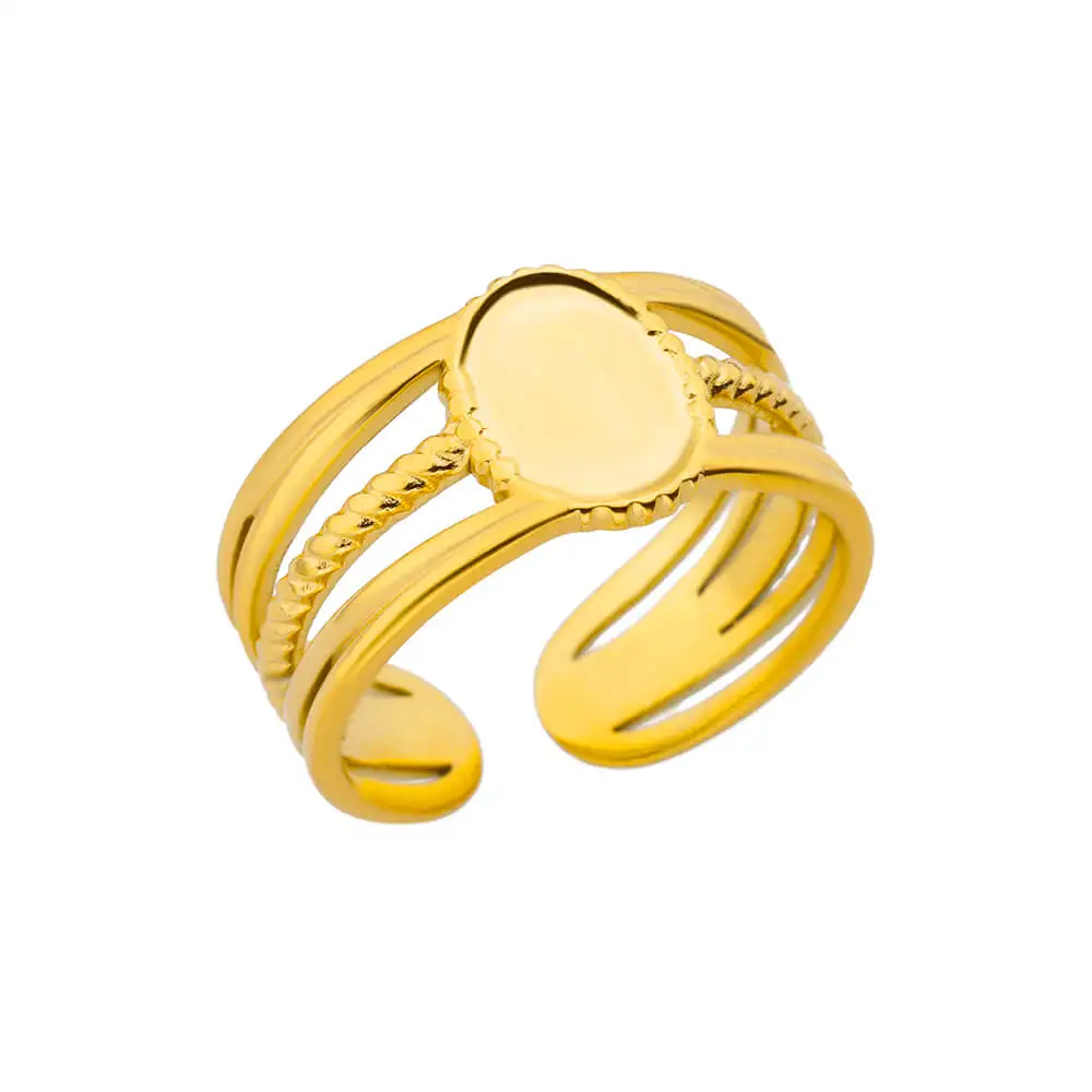 Stainless Steel Gold Vintage Evil Eye Hollow Adjustable Ring for Women - Image 13