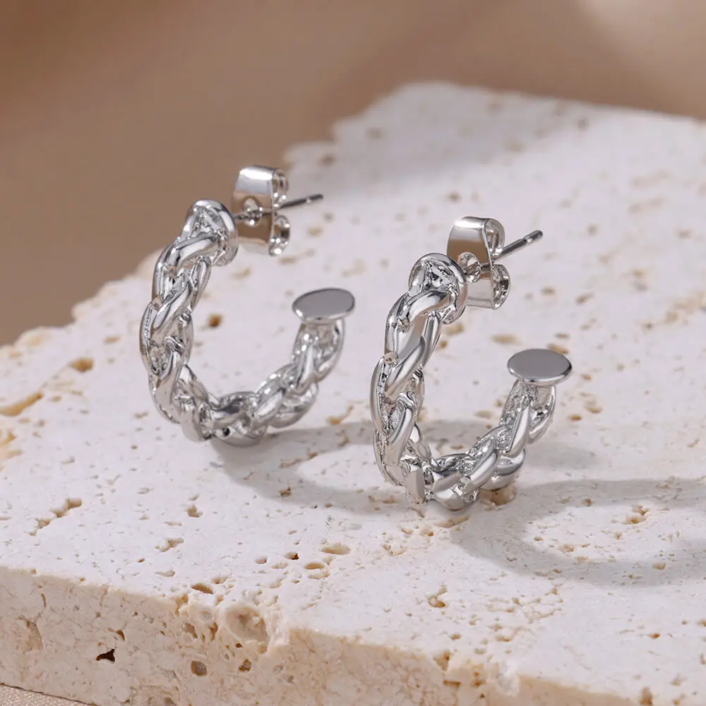 Stainless Steel Gold Hoop & Stud Earrings Set – Women's Aesthetic Jewelry - Image 18