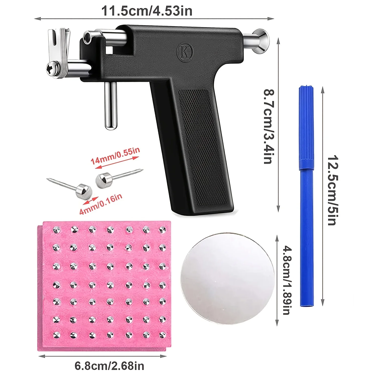 Professional Ear Piercing Gun Tool Set 98pcs Ear Studs Steel Ear Nose Navel Body Piercing - Image 3