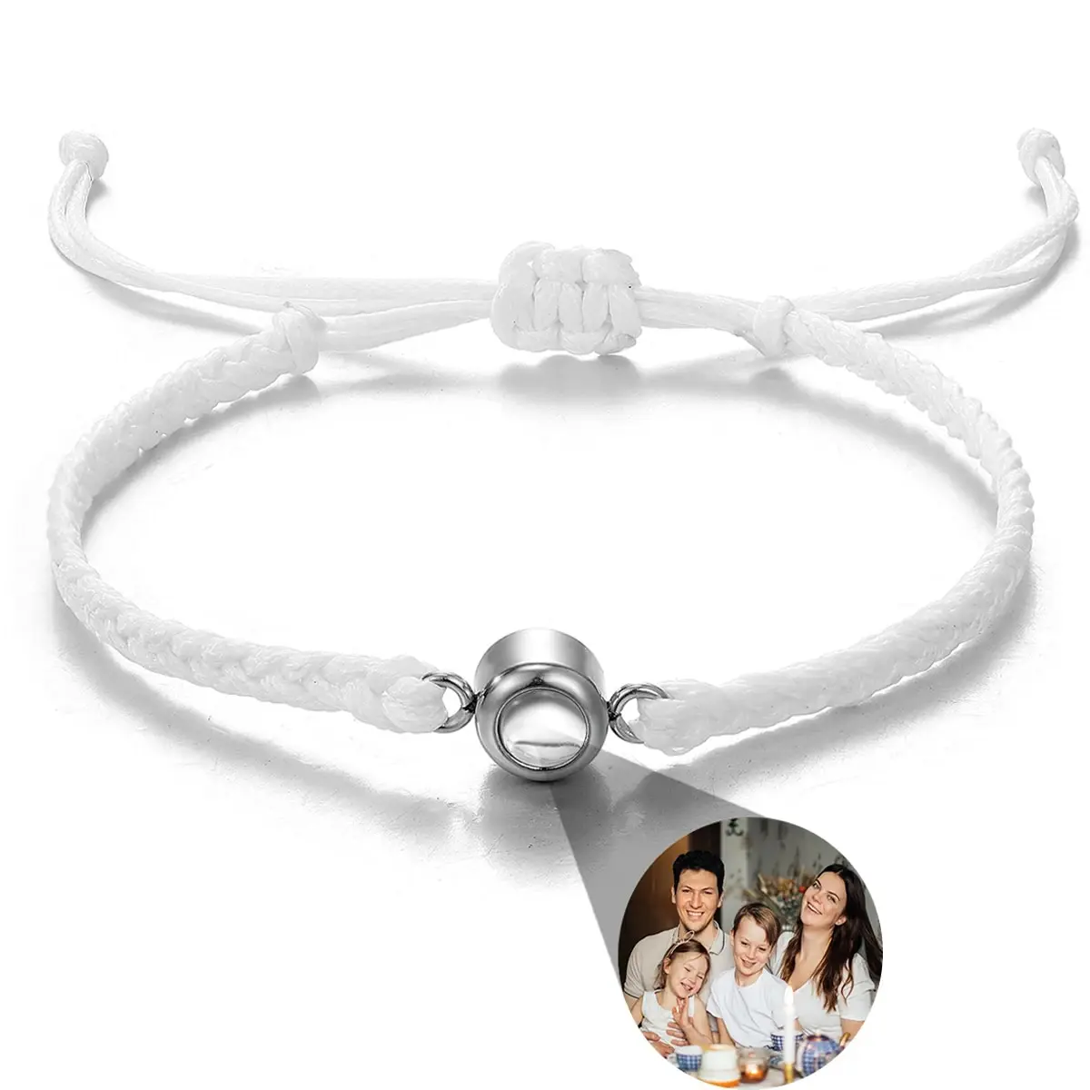Personalized Photo Projection Bracelet – Adjustable Braided Rope Memorial Jewelry - Image 18