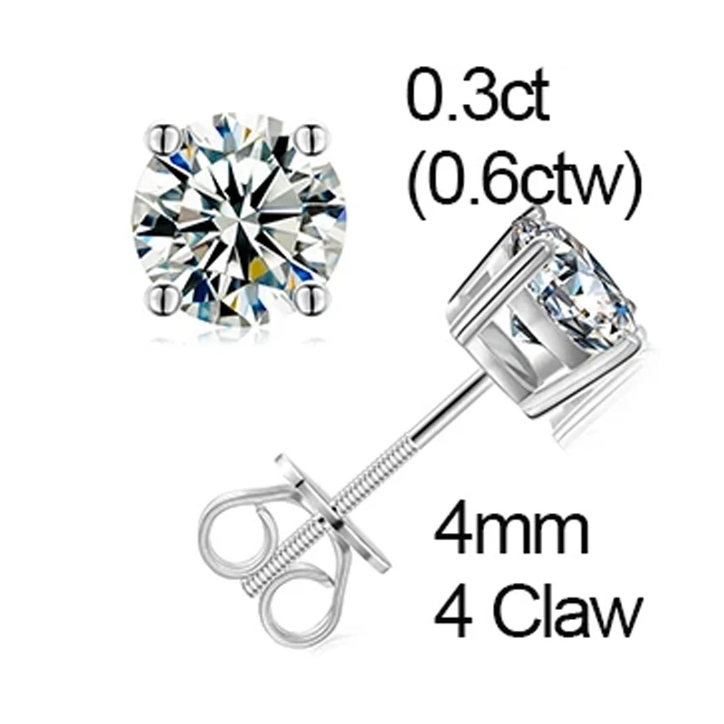 D VVS Moissanite Stud Earrings – S925 Silver, Platinum-Plated, Wedding Jewelry - Image 19
