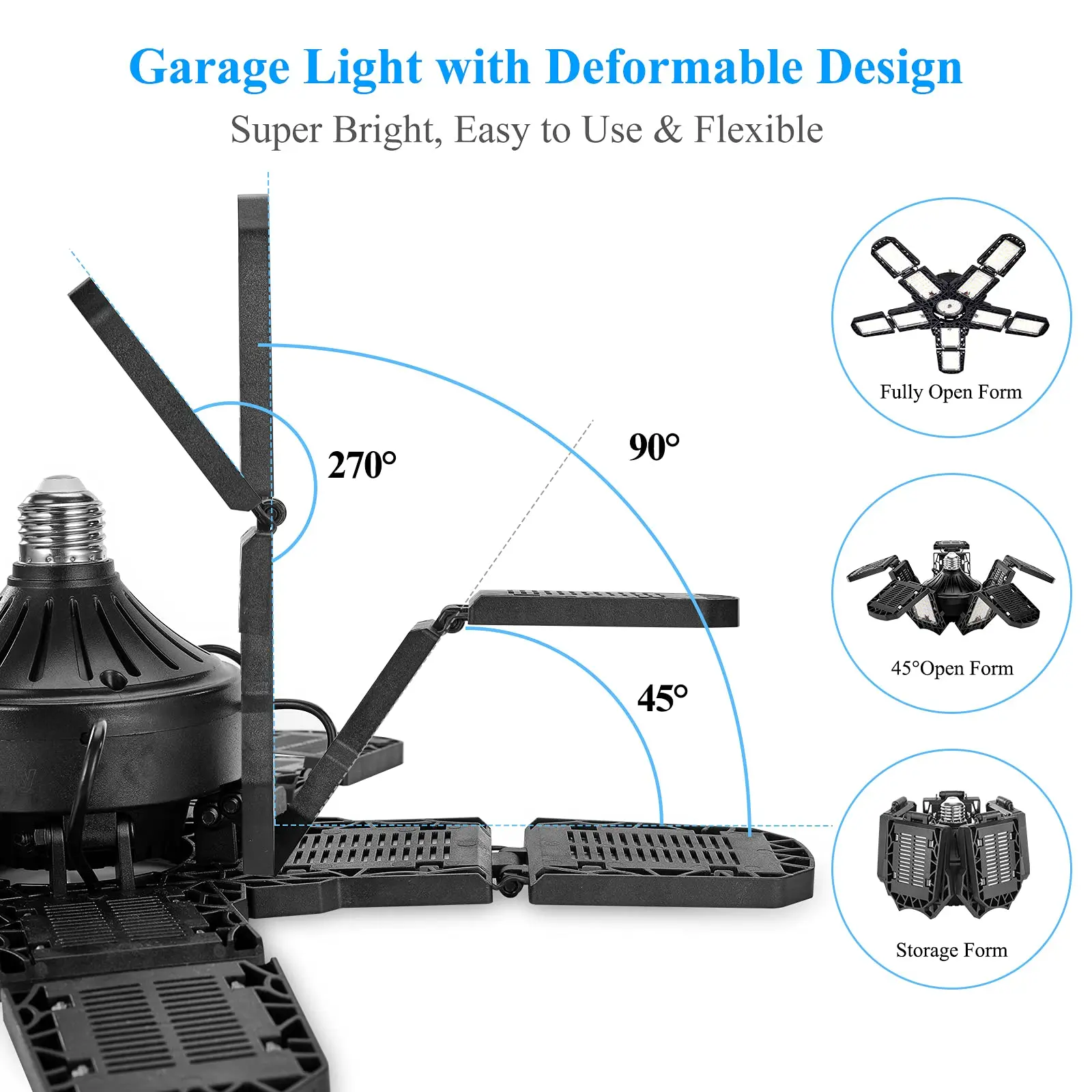 150W LED Garage Light – 7/10+1 Adjustable Panel Ceiling Lamp for Workshop - Image 3