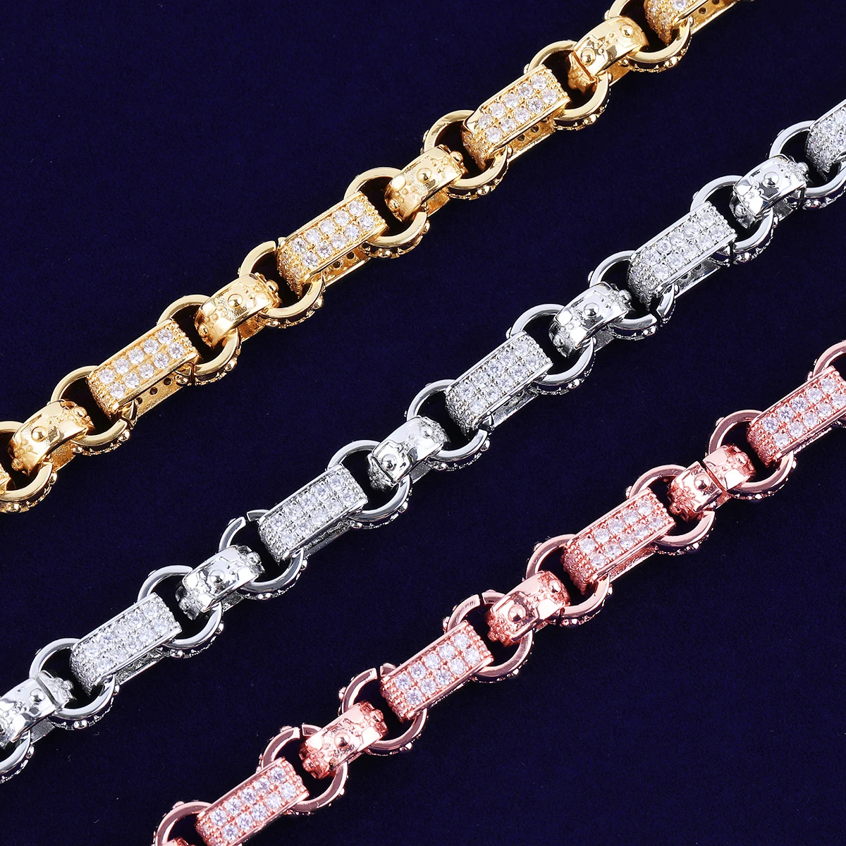 Iced Out Bubble Letter GYSPY Belcher Bracelet Men Hip Hop Jewelry Prong Setting - Image 3