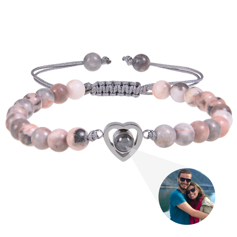 2023 New "I Love You" 100 Languages Bracelets Personalized Photo Projection Bracelet Custom Photo Natural Stone Couple Bracelet - Image 10