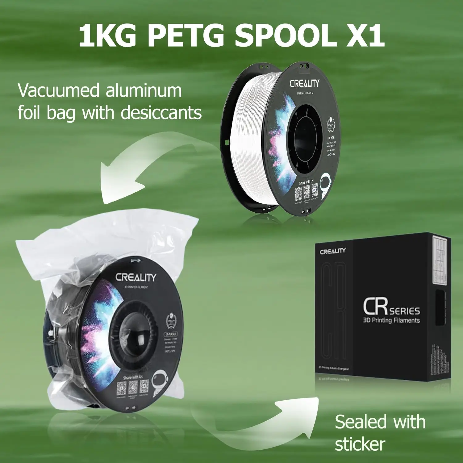 Creality PETG 3D Printer Filament 1.75mm 12 Rolls 1KG/roll Glossy Printing Filaments 3D Printer Materials High Temperature - Image 3