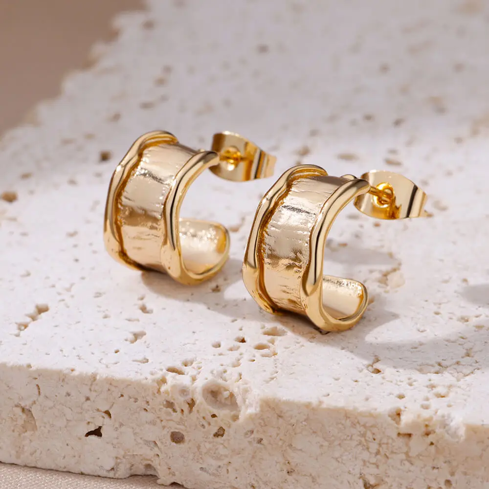 Stainless Steel Gold Hoop & Stud Earrings Set – Women's Aesthetic Jewelry - Image 9