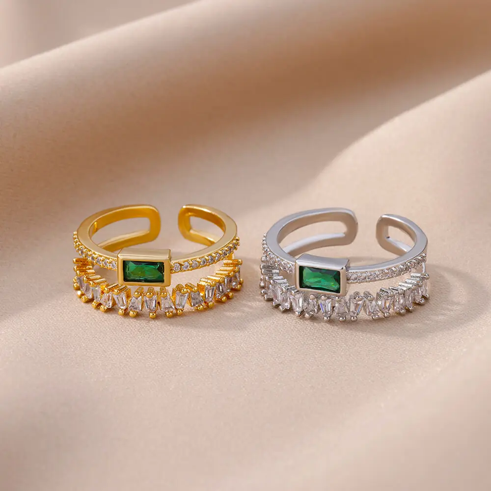 Luxury Korean Stainless Steel Copper Zircon Ring – Trendy Unisex Birthday Gift - Image 11