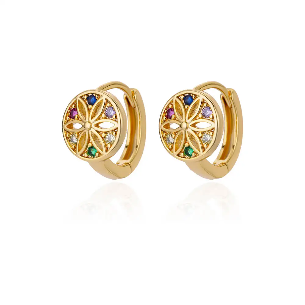 2024 Trending Zircon Colored Flower Hoop Earrings Stainless Steel Luxury Jewelry for Women - Image 18