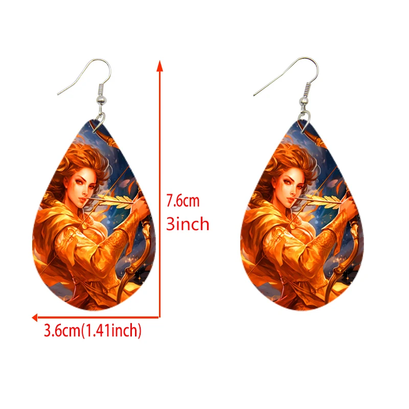 SOMESOOR Zodiac Wooden Teardrop Earrings – Leo, Libra, Scorpio Pendant Dangle Jewelry - Image 2