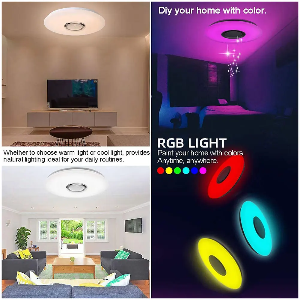 Music RGB LED Ceiling Lamp – APP & Bluetooth Control, 2800K-6500K for Home & Kids Room - Image 4