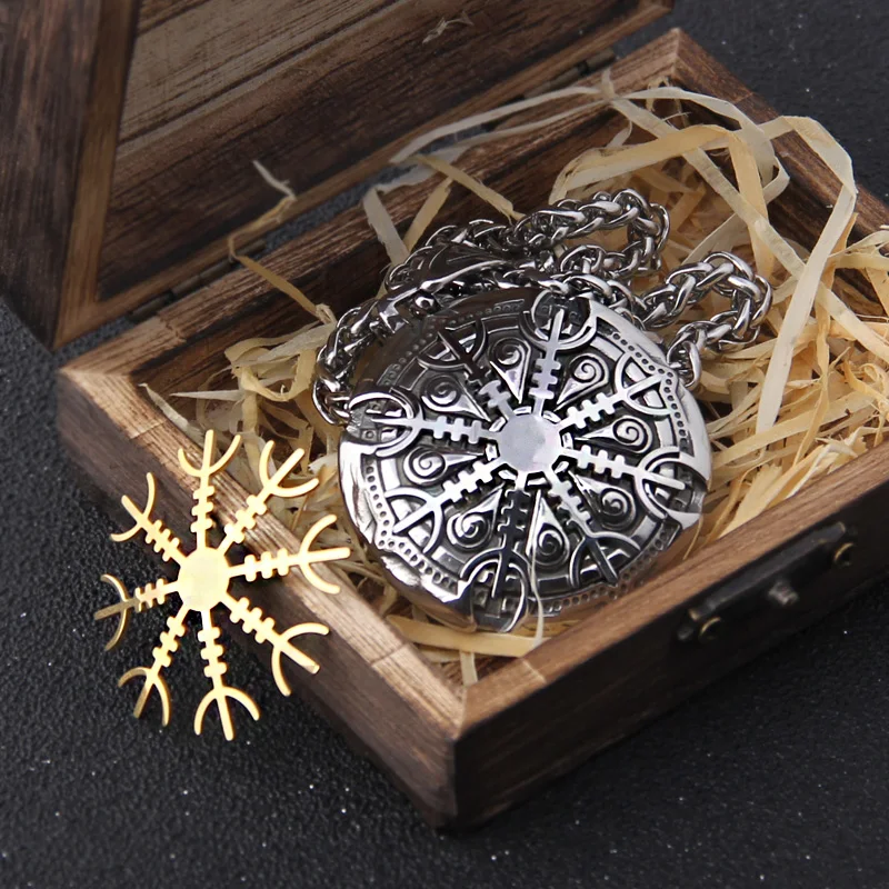 Stainless Steel Vegvisir Viking Rune Necklace Gold Color Scandinavian Norse Men Gift - Image 7