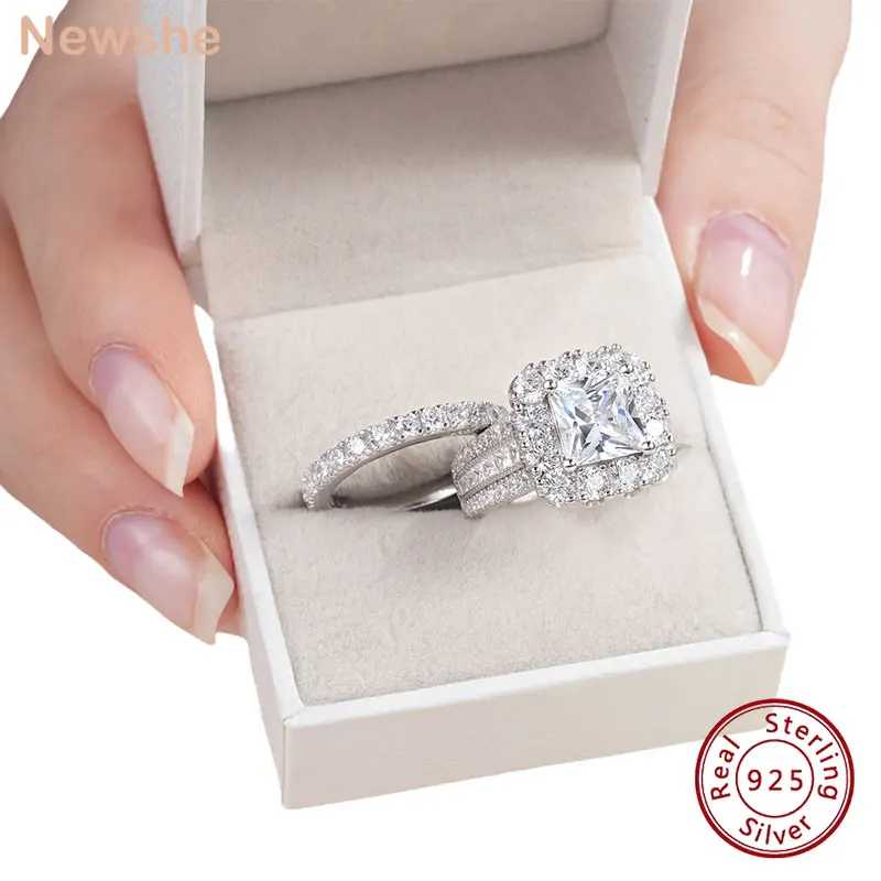 Moissanite Wedding Ring Set – 1ct D Color VVS1, 925 Silver - Image 2