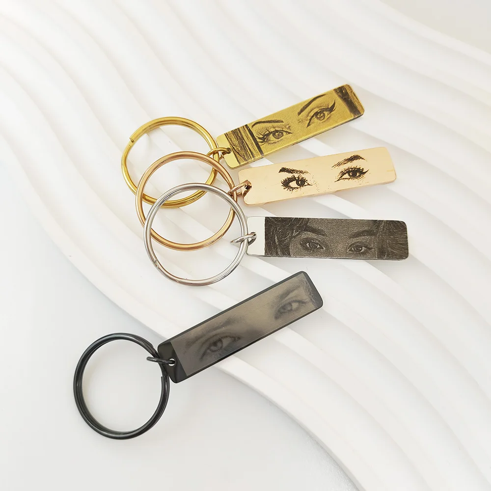 Gold Butterfly Customized Eyes Photo Keychain Laser Engraved Stainless Steel Jewelry Gift for Lover - Image 3