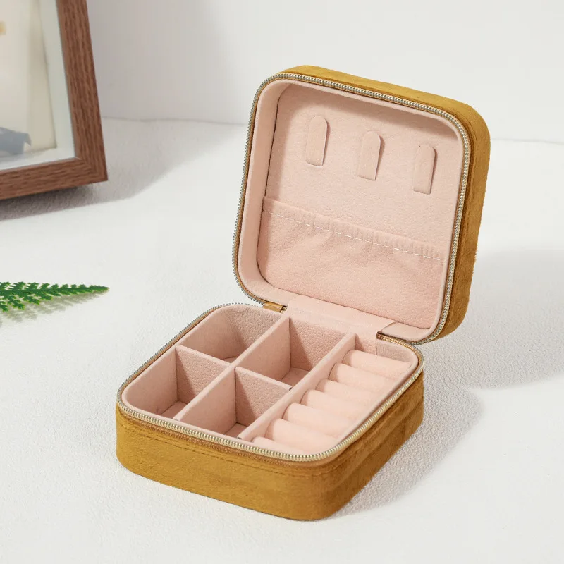 Velvet Jewelry Box Women Necklace Ring Earrings Organizer Travel Portable Zipper Storage Case - Image 13