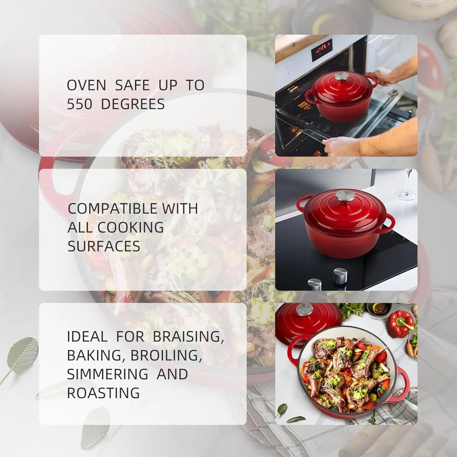 Enameled Cast Iron Dutch Oven 3 Qt – Oven & Dishwasher Safe, Heavy‑Duty - Image 4