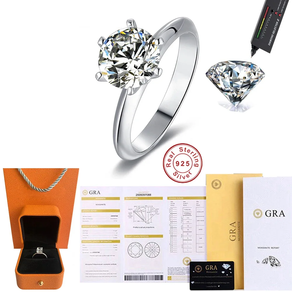 Luxury 925 Sterling Silver 1-3 Ct Real Moissanite Rings Wholesale - Image 6