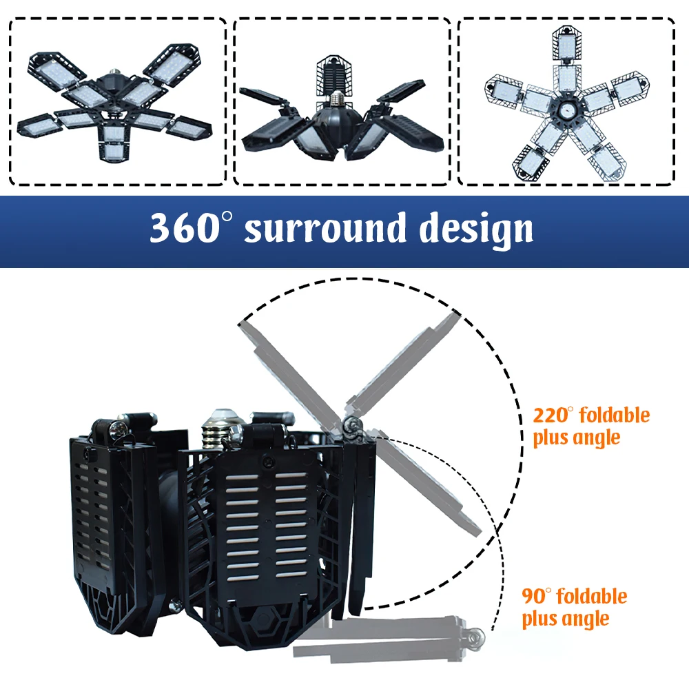 180W E27 LED Garage Light – Foldable 15000LM Ceiling Lamp for Workshop & Home - Image 5