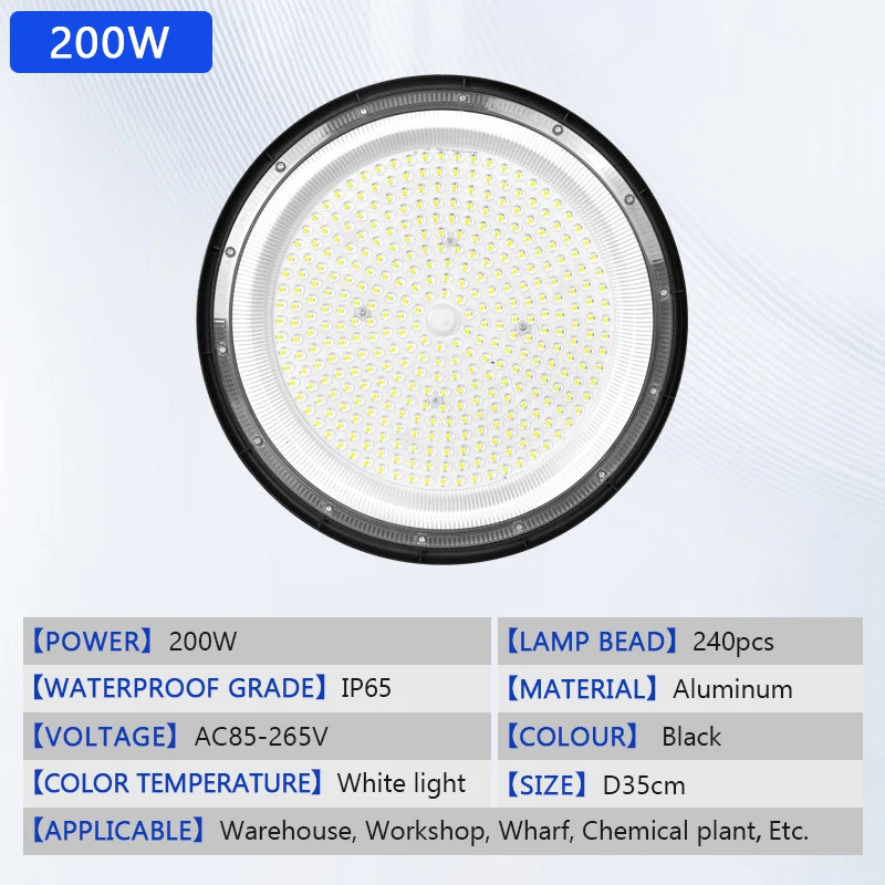 High Brightness UFO LED Light – 100W–300W 6000K Industrial Garage Lamp - Image 9