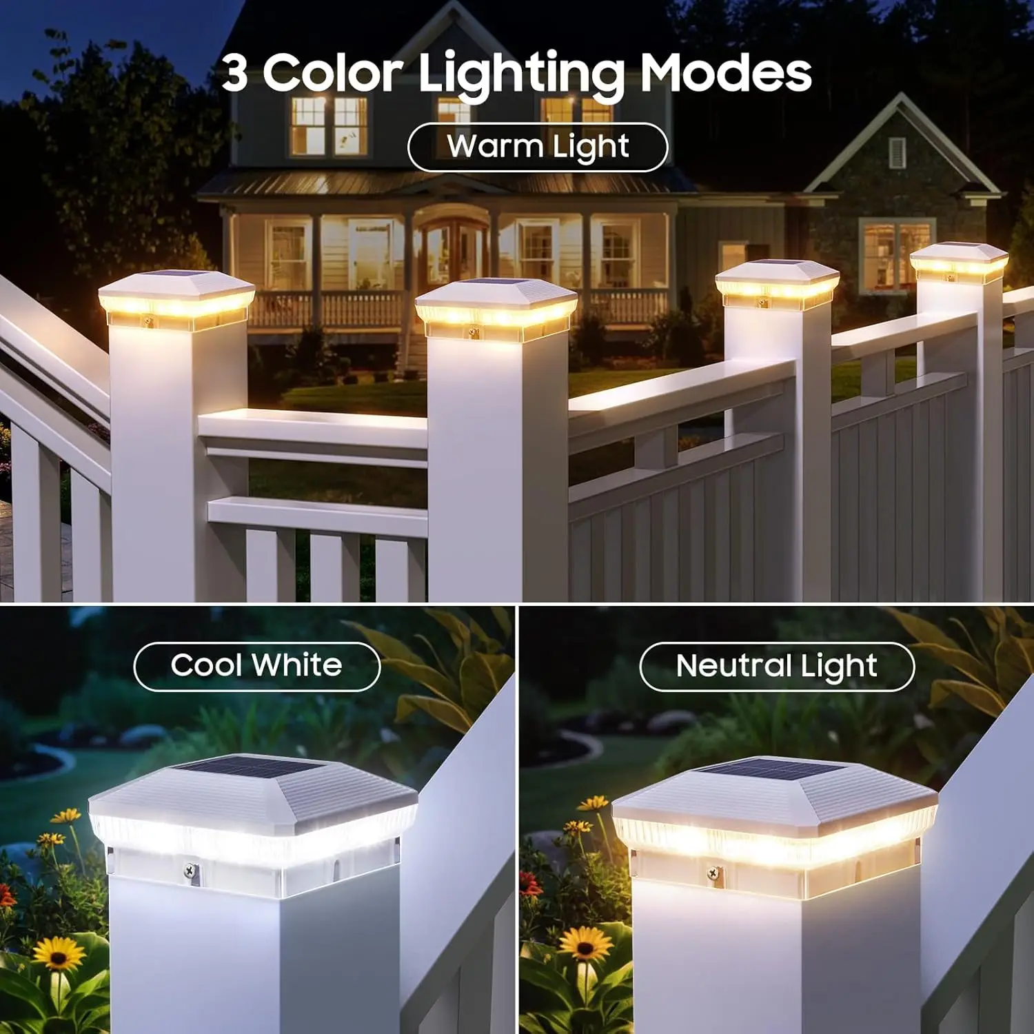 6-Pack Solar Post Cap Lights – 40 LED 30 Lumen with 3 Modes for 4x4 Posts - Image 5