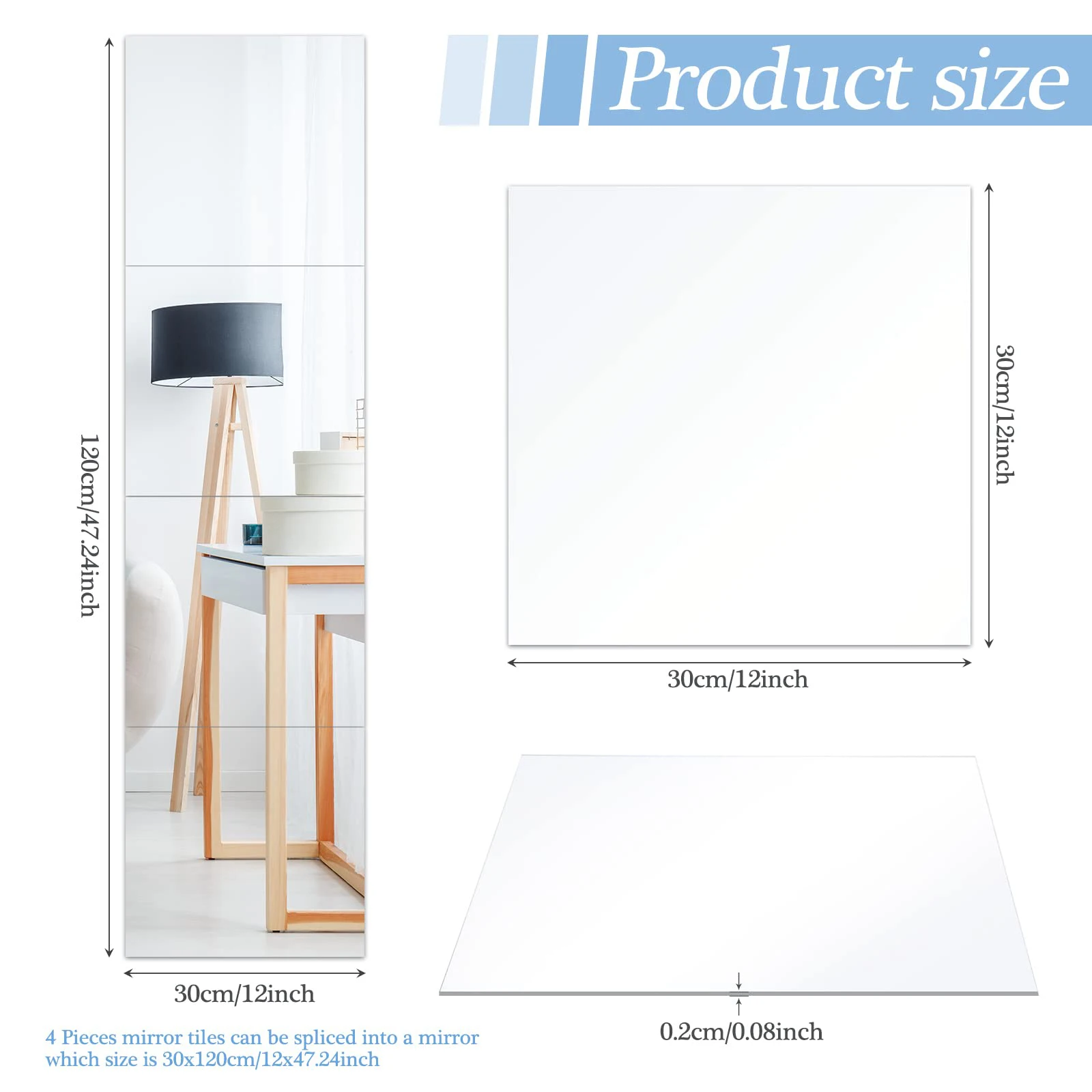 4PCs 3D Mirror Wall Stickers Self-adhesive Mirror Stickers Thicken 2mm Flexible DIY Art Acrylic Mirror Living Room Decoration - Image 4