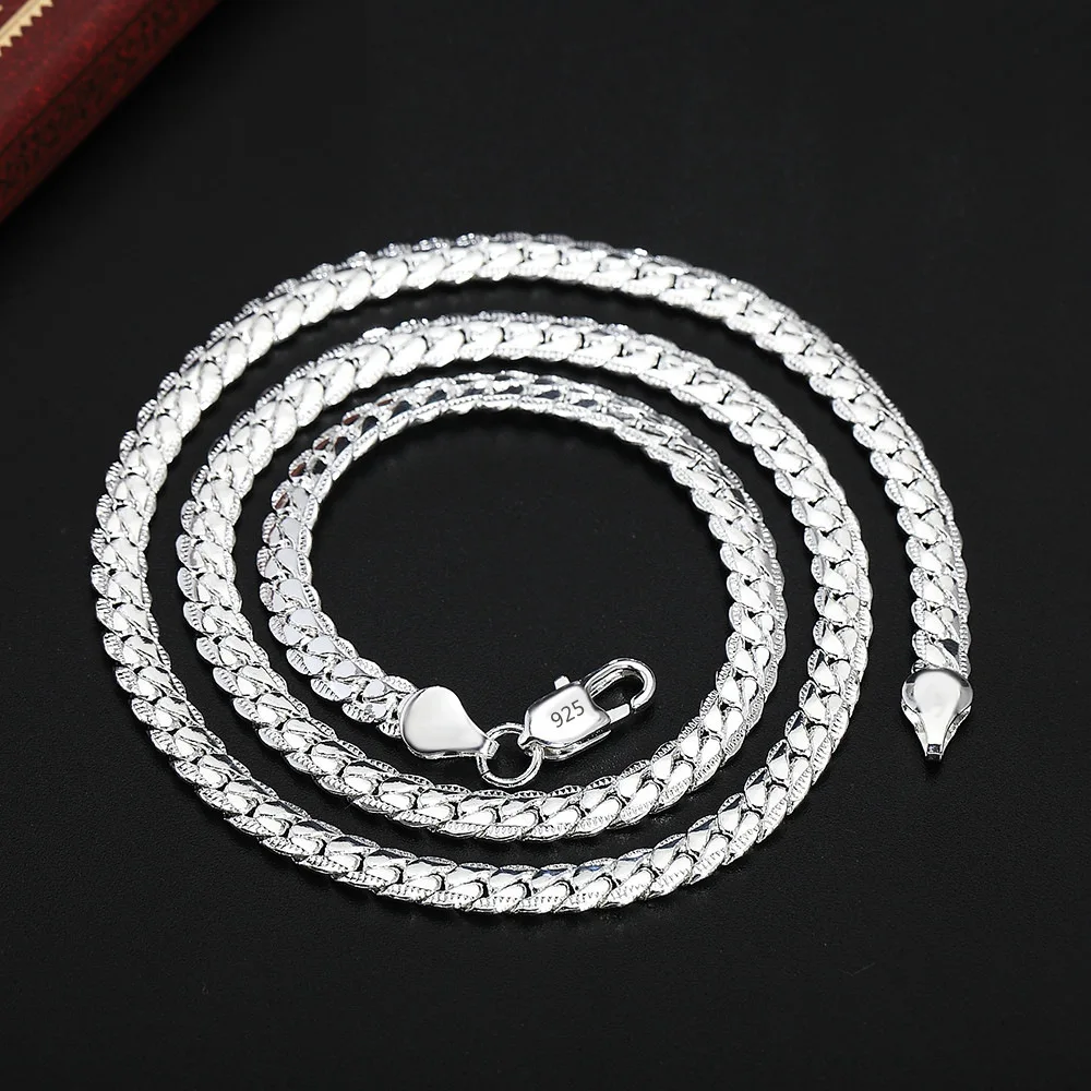 20-60cm Silver Luxury Brand 6mm Necklace Chain Women Men Fashion Wedding Engagement Jewelry - Image 3