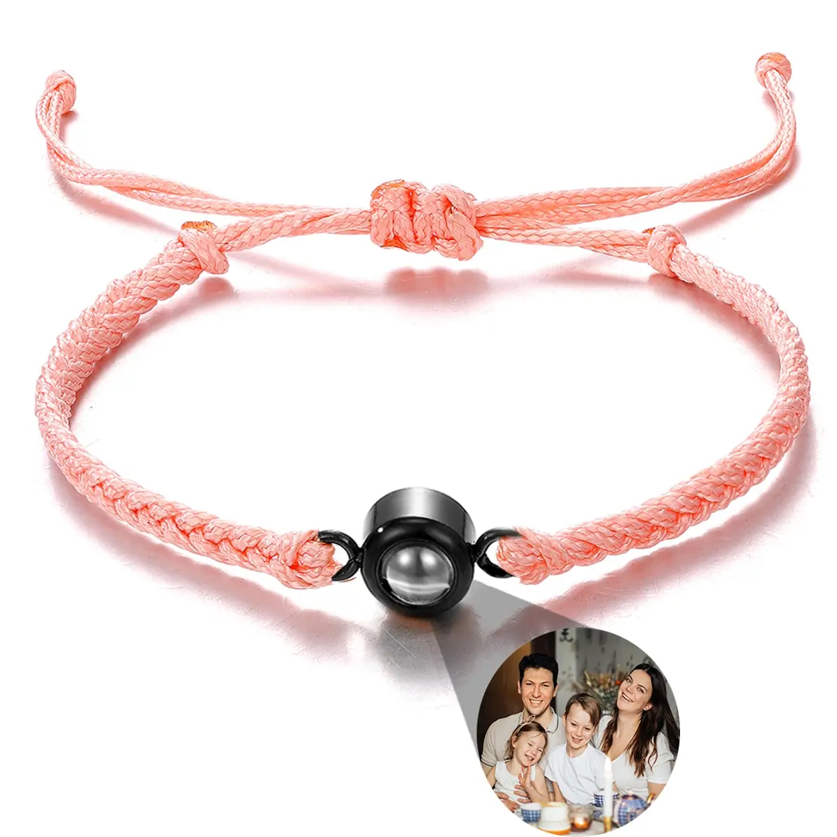 Personalized Photo Projection Bracelet – Adjustable Braided Rope Memorial Jewelry - Image 8