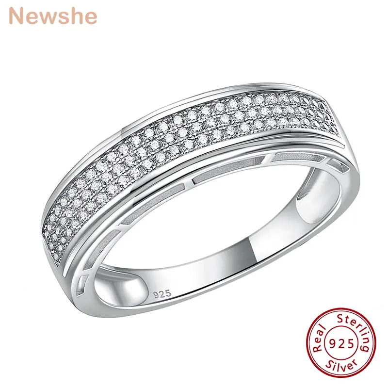 Newshe 925 Sterling Silver Men's Promise Wedding Ring