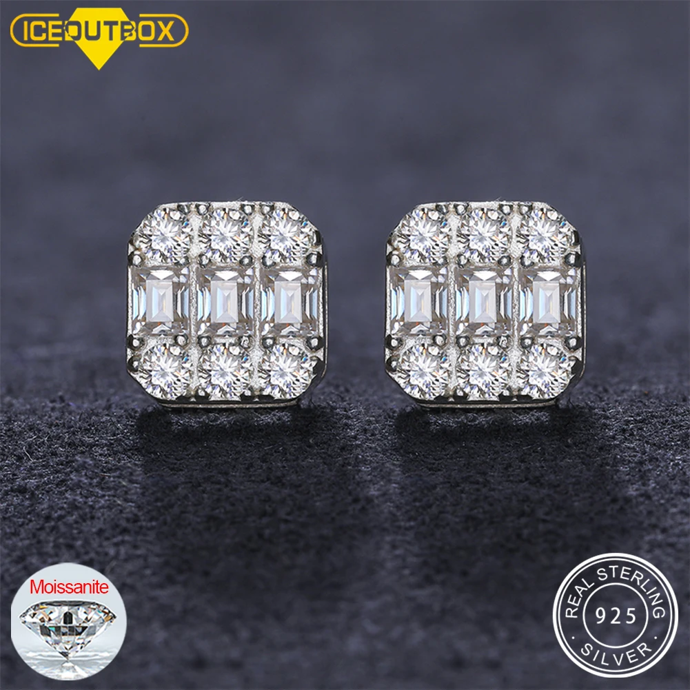 D VVS Moissanite Stud Earrings – S925 Silver, Platinum-Plated, Wedding Jewelry