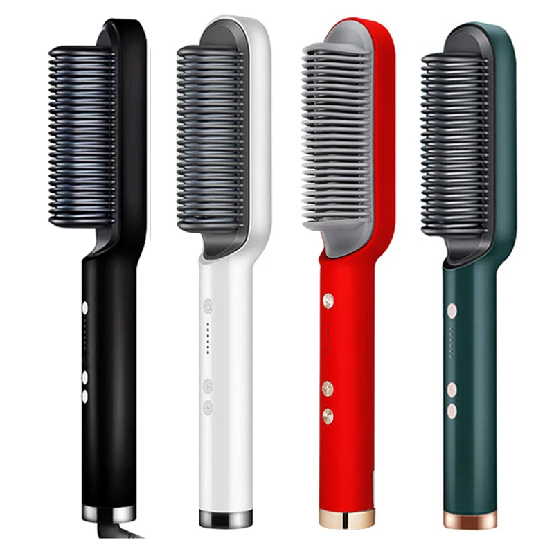 2-in-1 Hair Straightener Ceramic Hot Comb – Electric Straightening Brush with Negative Ion - Image 6
