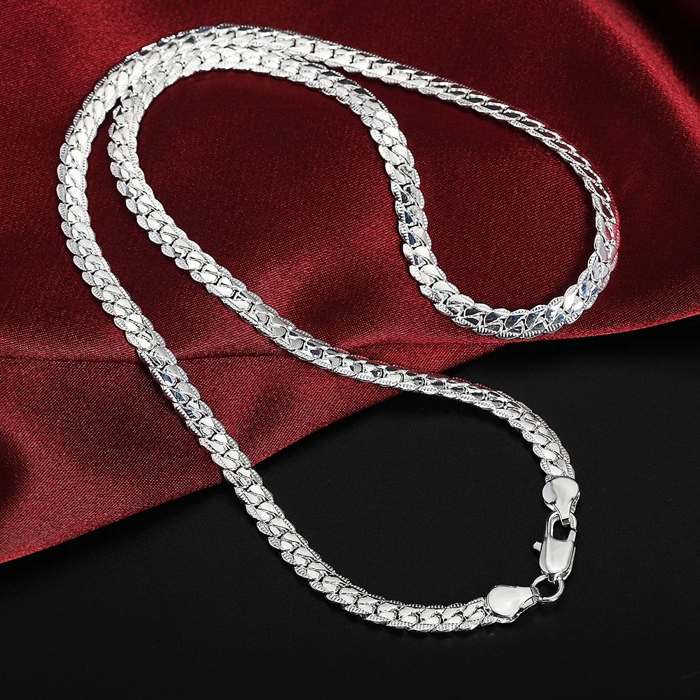 20-60cm Silver Luxury Brand 6mm Necklace Chain Women Men Fashion Wedding Engagement Jewelry - Image 5