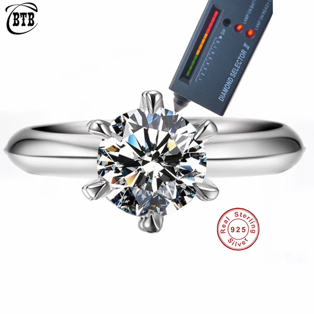 Luxury 925 Sterling Silver 1-3 Ct Real Moissanite Rings Wholesale