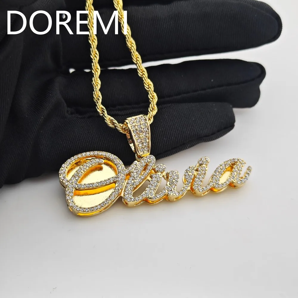 Custom Diamond Double Name Necklace – Personalized Pendant with Crystal Letters - Image 3