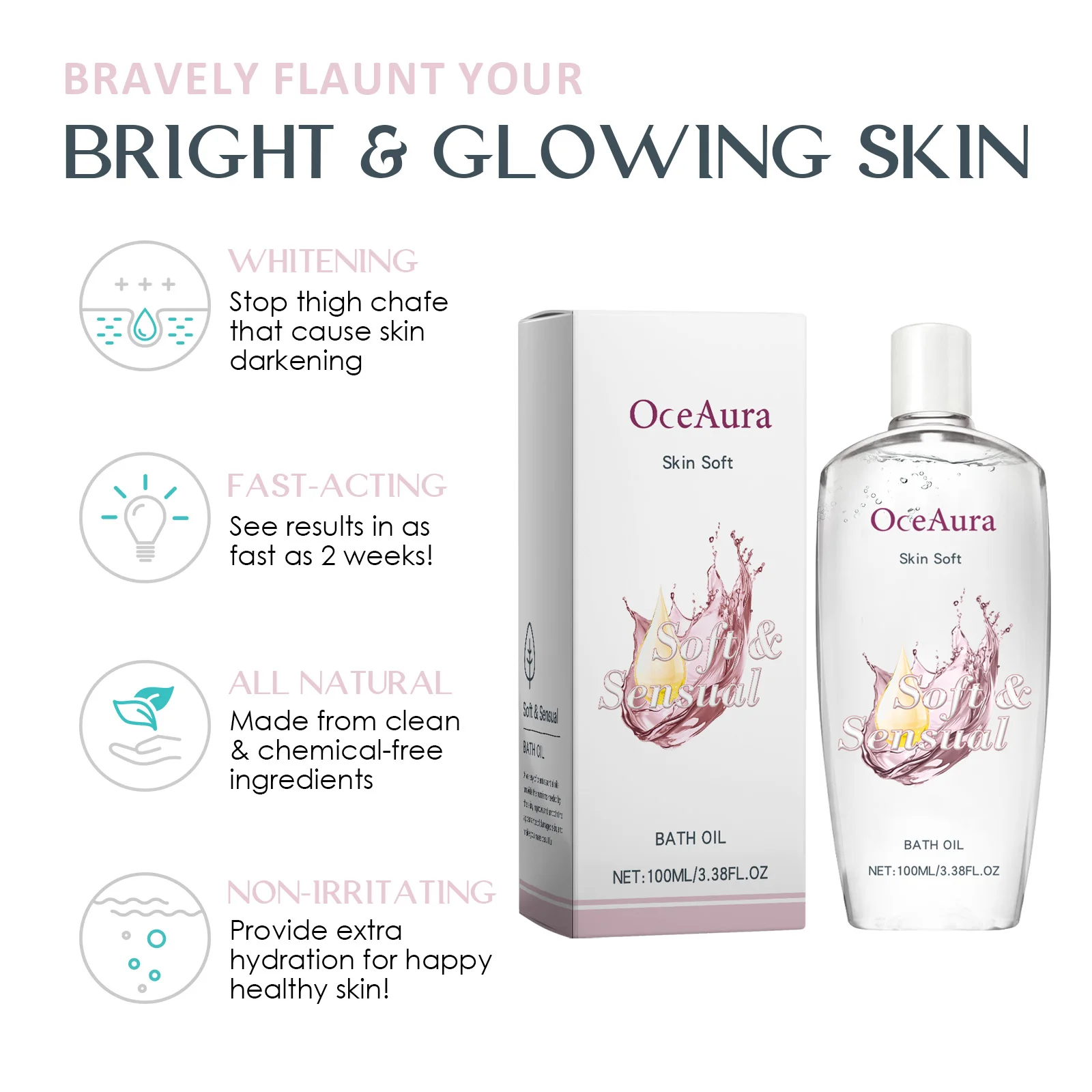 OceAura Body Moisturizing Oil 3.38oz – Deep Care for Dry Skin, Hydrating & Brightening - Image 3