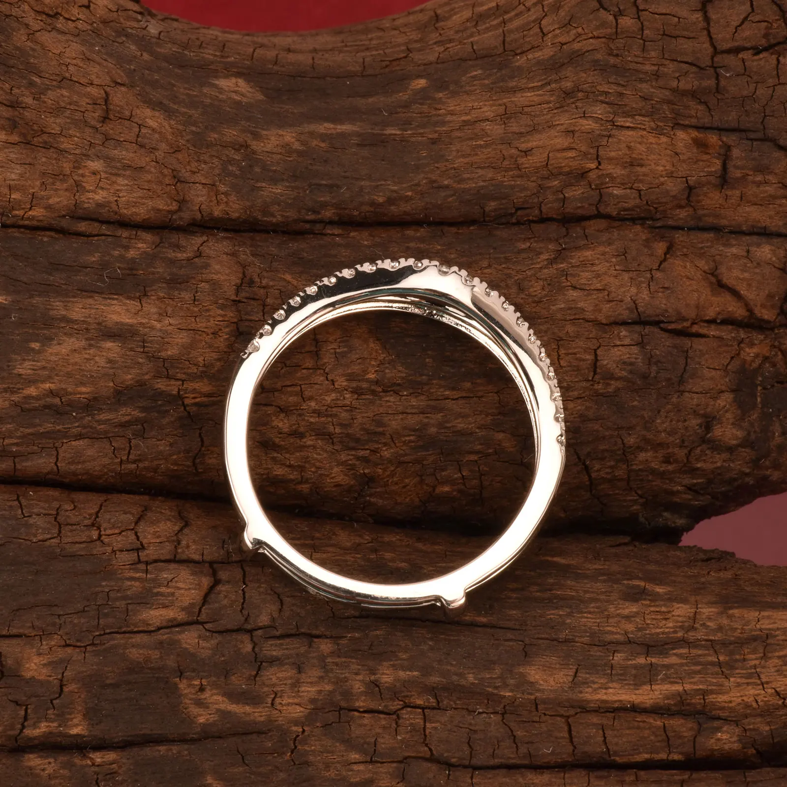Newshe 925 Sterling Silver Cubic Zirconia Curved Wedding Band Ring Enhancer Size 4-13 - Image 5