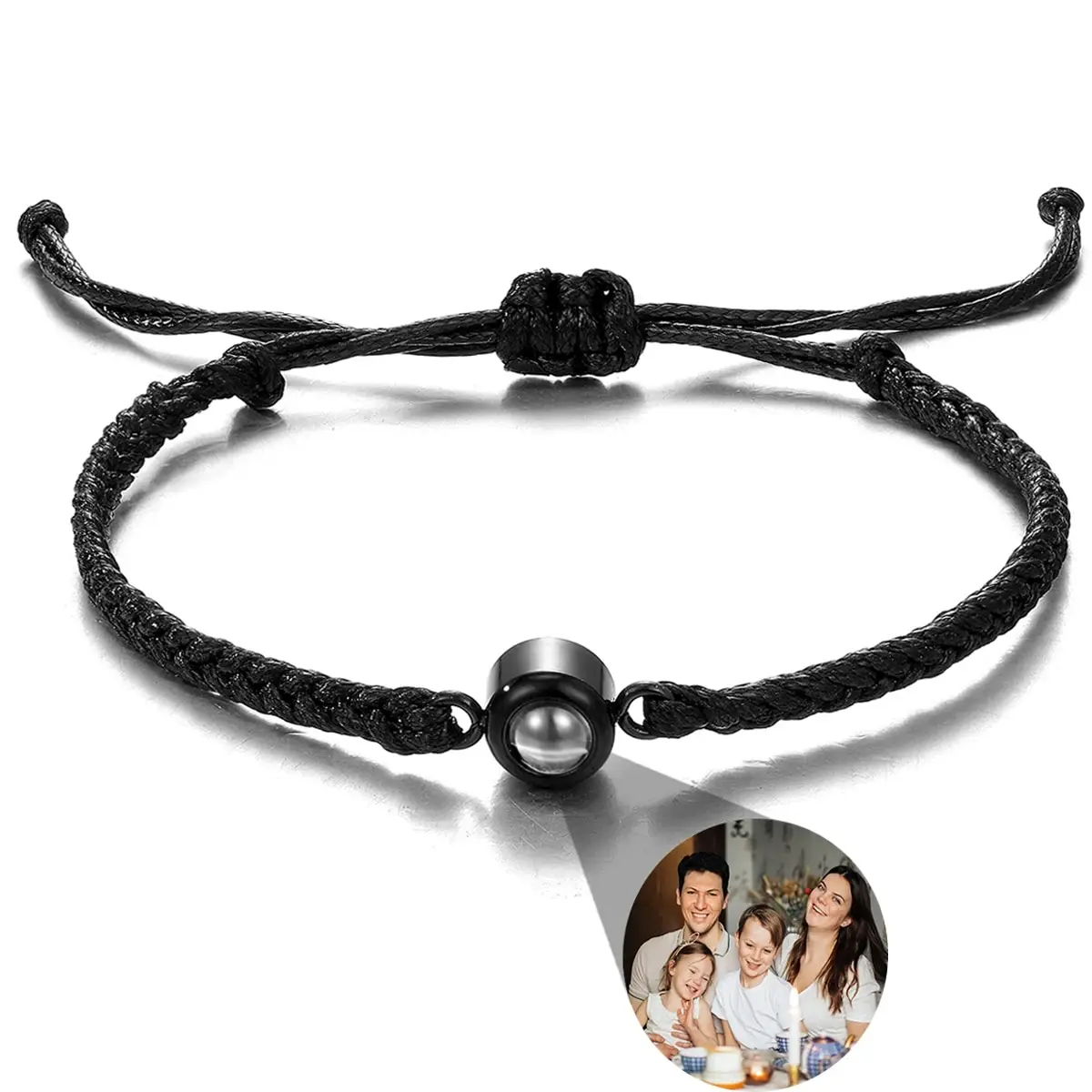 Personalized Photo Projection Bracelet – Adjustable Braided Rope Memorial Jewelry - Image 16