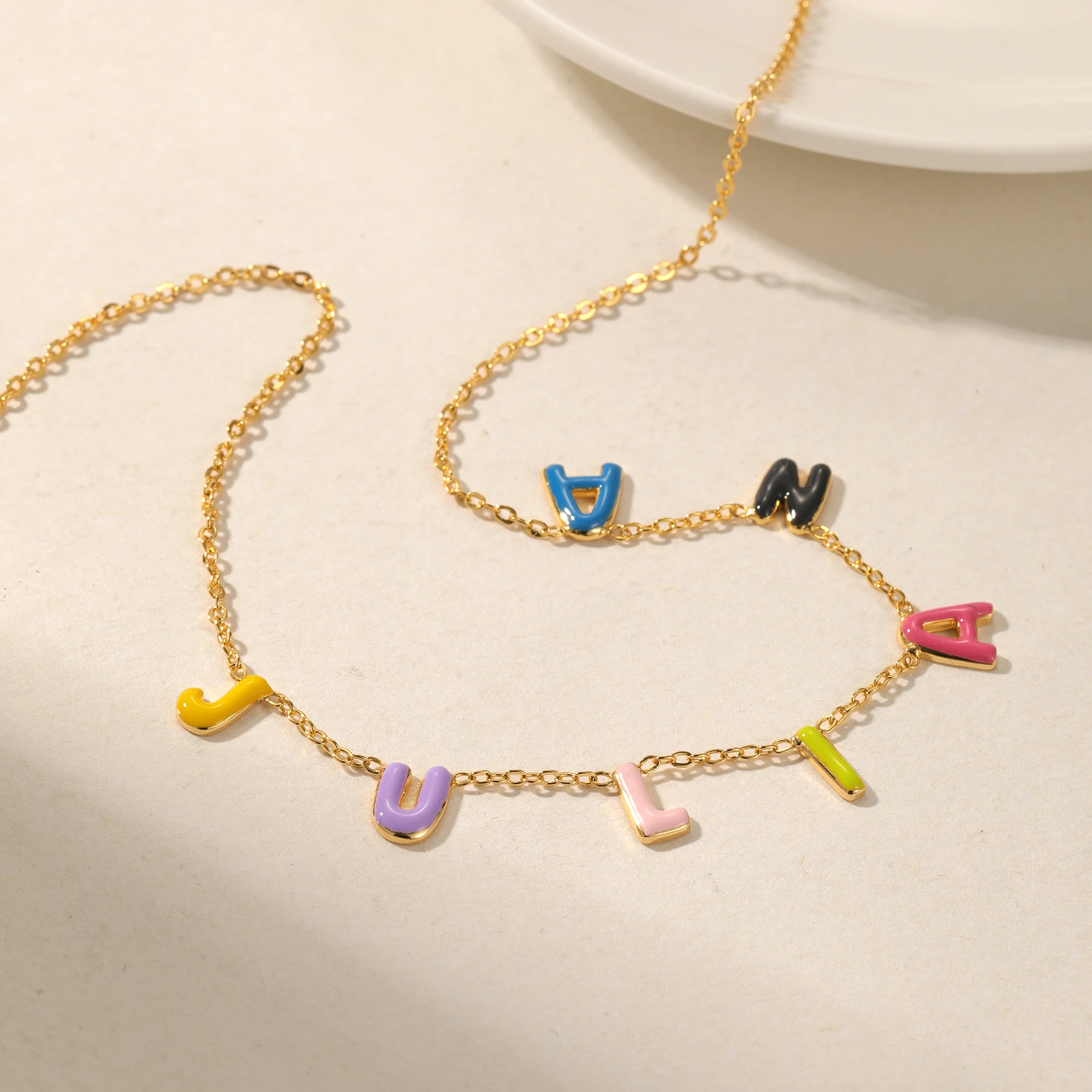 Custom Bubble Letter Pendant Necklace – Personalized Dopamine Jewelry - Image 2